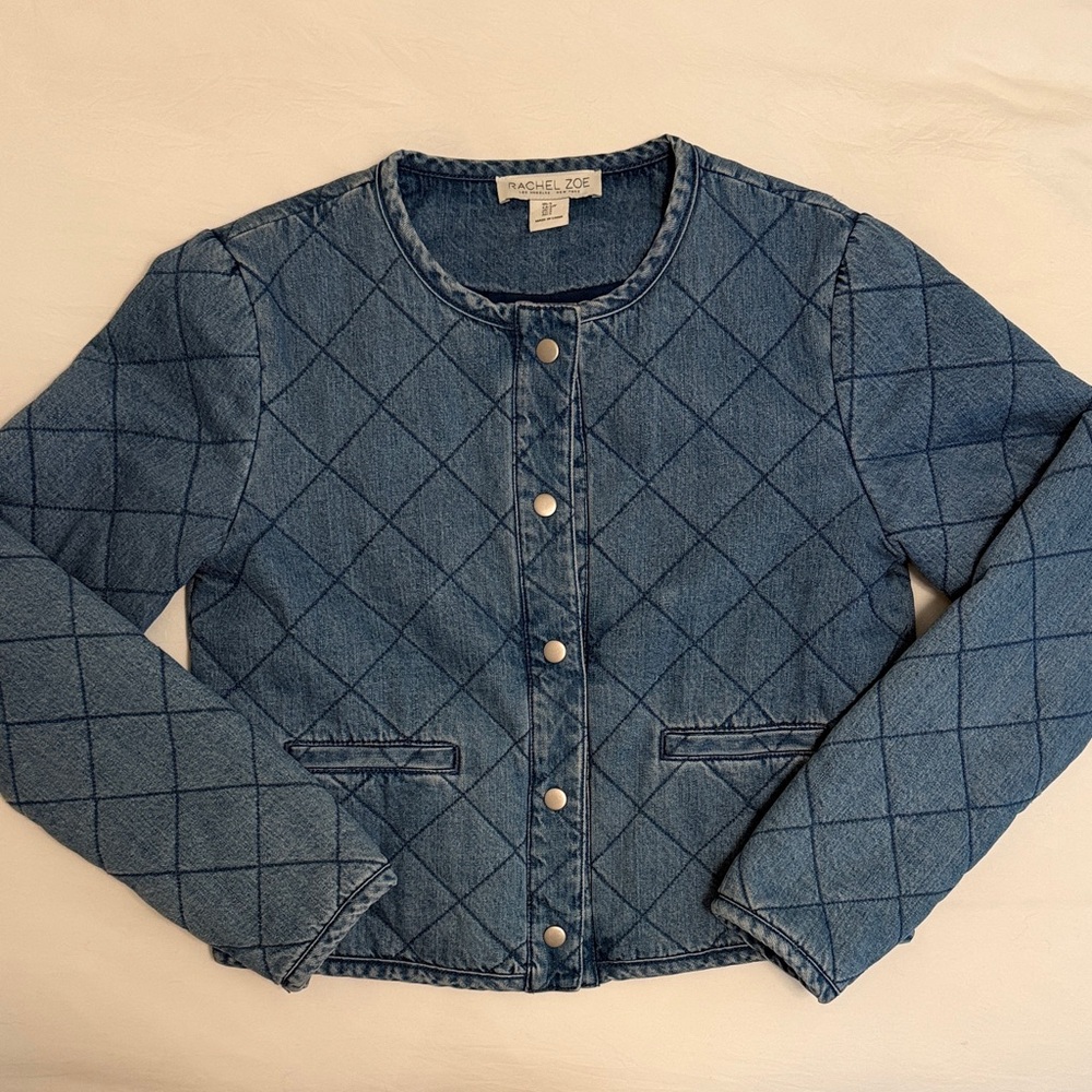 Rachel Zoe Quilted Blue Jean Jacket